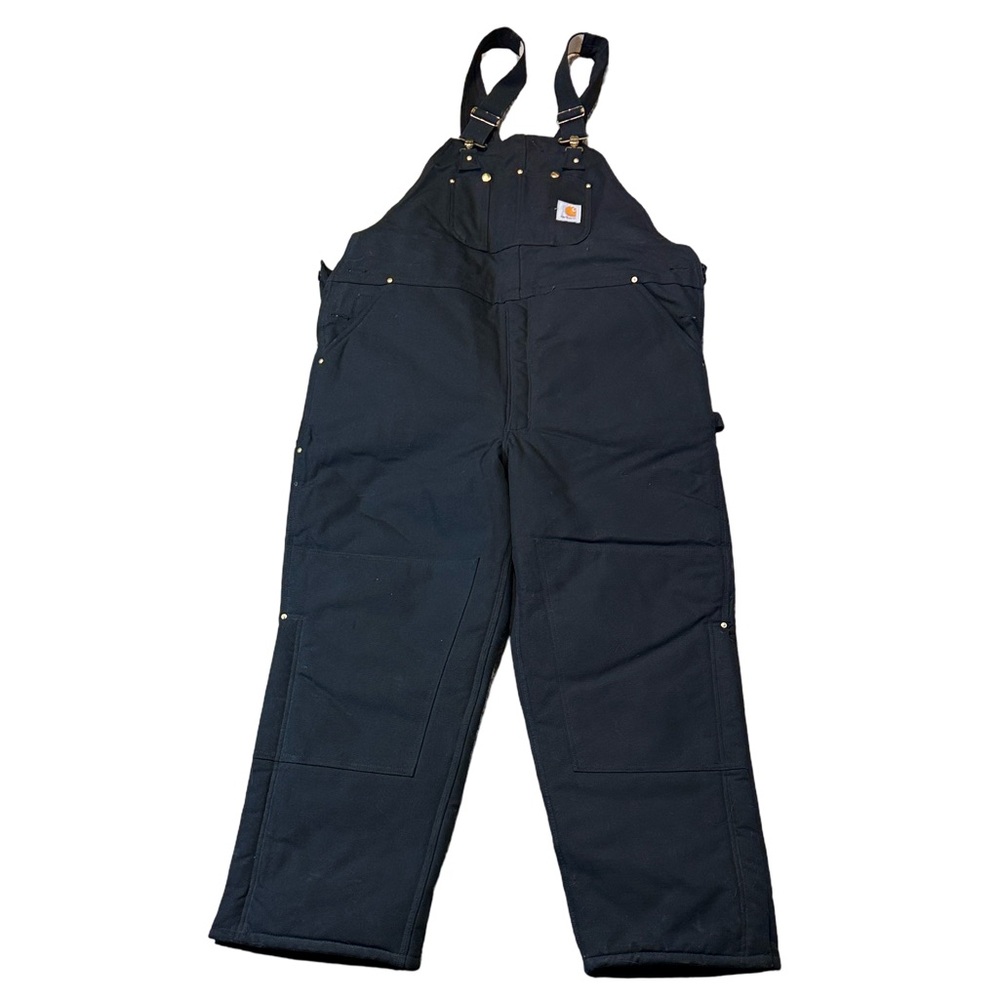 NEW Carhartt mens 44x32 black bib arctic quilt lined overall work pants NWT